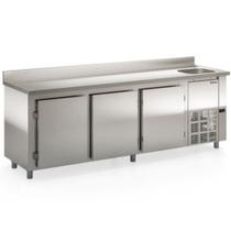 Balcão de Encosto 3 Portas e 1 Pia 765 Litros GBFE250CD Inox Gelopar 220V