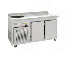 Balcão de encosto Refrigerado em Aço Inox com Termostato Digital 1,50x 0,65 x 0,90 Fritomaq