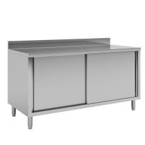 Balcão De Encosto Tramontina Em Aço Inox Com Portas De Correr 1100x700 Mm E Prateleira Interna