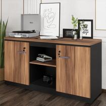 Balcão De Escritório 135cm 2 Portas Com Chave Multimóveis Cr25297 Sevilha Preto Balcão De Escritório 135cm 2 Portas Com Chave Multimóveis Cr25297 Sevilha Preto