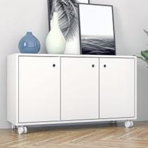 Balcão de Escritório 3 Portas com Rodízios BHO 25 - Branco