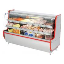 Balcão De Frios E Avicola 2mt Polofrio Expositor 1205 Vidro Semi Curvo 220V Faixa Azul