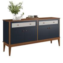 Balcão de Madeira Maciça 4 Portas e 2 Gavetas Viena Azul Petróleo
