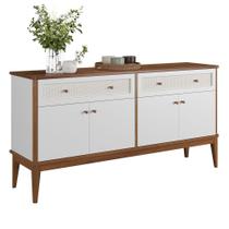 Balcão de Madeira Maciça 4 Portas e 2 Gavetas Viena Branco