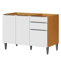 Balcão de Pia 100% MDF 3 Portas 2 Gavetas 120 cm Luna Cinamomo/Branco Balcão de Pia 100% MDF 3 Portas 2 Gavetas 120 cm Luna Cinamomo/Branco