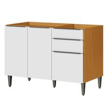 Balcão De Pia 100% Mdf 3 Portas 2 Gavetas 120cm Luna Cinamomo/off White Balcão De Pia 100% Mdf 3 Portas 2 Gavetas 120cm Luna Cinamomo/off White