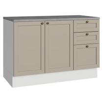 Balcão de Pia 120 cm 2 Portas 3 Gavetas (Com Tampo) Branco/Crema Vik Madesa Balcão de Pia 120 cm 2 Portas 3 Gavetas (Com Tampo) Branco/Crema Vik Madesa