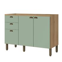 Balcão de Pia 120 cm 2 Portas 3 Gavetas sem Tampo Finesse Capuccino Menta - THB Balcão de Pia 120 cm 2 Portas 3 Gavetas sem Tampo Finesse Capuccino Menta - THB