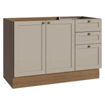 Balcão de Pia 120 cm 2 Portas 3 Gavetas (Sem Tampo) Rustic/Crema Vik Madesa Balcão de Pia 120 cm 2 Portas 3 Gavetas (Sem Tampo) Rustic/Crema Vik Madesa