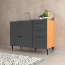 Balcão de Pia 120 cm Angelin/Grafite - Flora Móveis Sul