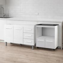 Balcão de Pia 120 cm Bianca Com Balcão para Cooktop de 5 Bocas Elisa Armário para Cozinha Gabinete Multiuso Moblis