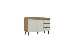 Balcão De Pia 120 Cm Cozinha 2 Portas 3 Gavetas Pés C/ Regulagem Karen