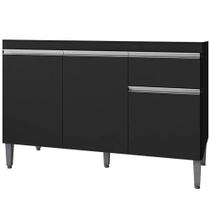 Balcão De Pia 120 Cm Talita 3 Portas 1 Gaveta Preto Balcão De Pia 120 Cm Talita 3 Portas 1 Gaveta Preto