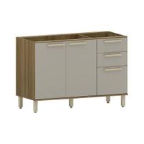 Balcão De Pia 120cm 3 Portas E 2 Gavetas Sem Tampo Isis Luci Avelã-mocca Laca Balcão De Pia 120cm 3 Portas E 2 Gavetas Sem Tampo Isis Luci Avelã-mocca Laca