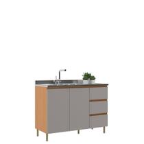 Balcão de Pia 120cm AngelinCinza 100% MDF - Florença Móveis Sul