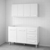 Balcão de Pia 120cm Bianca com Armário Suspenso para Cozinha Mara Moblis