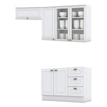 Balcão De Pia 120cm Com Armário 1 Porta E Armário 3 Portas Com Vidro Americana Branco Hp - Henn Balcão De Pia 120cm Com Armário 1 Porta E Armário 3 Portas Com Vidro Americana Branco Hp - Henn