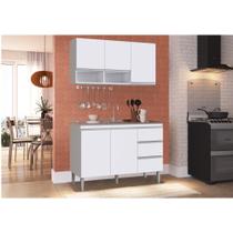 Balcão de pia 120cm e Armário Aéreo Athena Branco Megasul Balcão de pia 120cm e Armário Aéreo Athena Branco Megasul