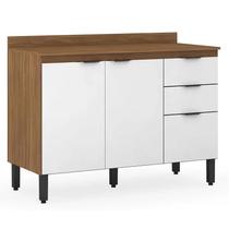 Balcão de pia 120cm Firenza 2 Portas e 3 Gavetas Nature/Branco - Demobile