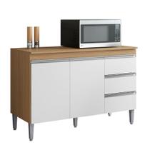 Balcão de Pia 2 Portas Andréia 120 cm Amendoa/Branco comTampo AJL Móveis