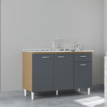 Balcão de Pia 3 Portas 1 Gaveta 120cm sem Pia A434 Poquema