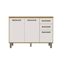 Balcão de Pia 3 Portas 2 Gavetas (Com Tampo) 120cm Criare Freijo Off Acetinado - SSX Multicoisas