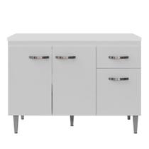 Balcão de Pia 3 Portas Gabriela 120 cm Branco Sem Tampo AJL Móveis
