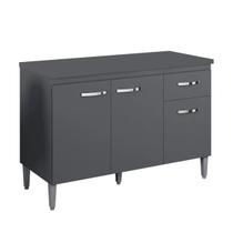 Balcão de Pia 3 Portas Gabriela 120 cm Cinza Fosco 1976 Sem Tampo AJL Móveis