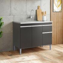 Balcão De Pia Ambiente Tatiane 100cm Preto Fosco - Ajl