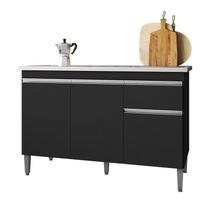 Balcão de Pia Ambiente Tatiane 120 cm Preto Fosco - AJL Balcão de Pia Ambiente Tatiane 120 cm Preto Fosco - AJL