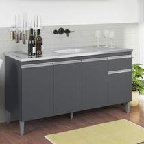 Balcão de Pia Ambiente Tatiane 145 cm Cinza Fosco - AJL Balcão de Pia Ambiente Tatiane 145 cm Cinza Fosco - AJL