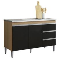 Balcão de Pia Andréia 100 cm Amendoa Preto AJL Balcão de Pia Andréia 100 cm Amendoa Preto AJL