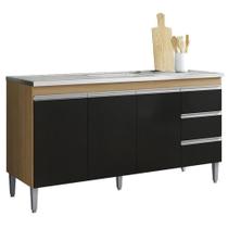 Balcão De Pia Andréia 150 Cm Amendoa Preto - Ajl Balcão De Pia Andréia 150 Cm Amendoa Preto - Ajl