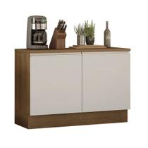 Balcão de Pia Armário de Cozinha 120 cm 2 Portas (Com Tampo) Rustic/Branco Glamy Madesa