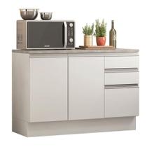 Balcão de Pia Armário de Cozinha 120 cm 2 Portas e 3 Gavetas (Com Tampo) Branco Glamy Madesa Balcão de Pia Armário de Cozinha 120 cm 2 Portas e 3 Gavetas (Com Tampo) Branco Glamy Madesa