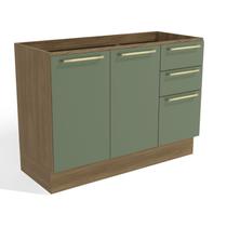Balcão de Pia Botanic Kappesberg M624 2 Portas 3 Gavetas Nogueira e Verde Oliva Balcão de Pia Botanic Kappesberg M624 2 Portas 3 Gavetas Nogueira e Verde Oliva
