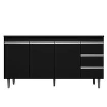 Balcão de Pia Cozinha Andréia 150 cm 3 Portas Preto 1824 Sem Tampo AJL Móveis