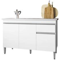 Balcão de Pia Cozinha Tatiane 120 cm Branco 1999 Sem Tampo AJL Móveis