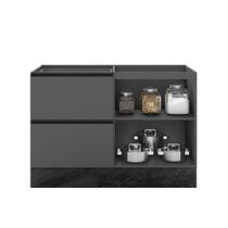 Balcão de Pia Deslocada 1 Portas 3 Gavetas (Sem Tampo) 120cm Etna Grafite - SSX Multicoisas