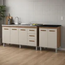 Balcão de Pia Diana 150cm Balcão para Cooktop 5 Bocas Jad Cozinha Compacta Bancada Multiuso Moblis Balcão de Pia Diana 150cm Balcão para Cooktop 5 Bocas Jad Cozinha Compacta Bancada Multiuso Moblis