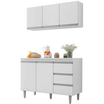 Balcão de Pia e Aéreo Andréia 120 cm Branco 1817 1839 AJL Móveis