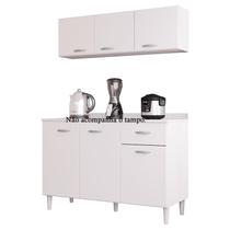 Balcão de Pia e Armário Aéreo 120 cm Branco Brilho - Poquema Balcão de Pia e Armário Aéreo 120 cm Branco Brilho - Poquema