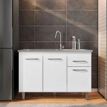 Balcão De Pia França II Branco Brilho - Saga Decor