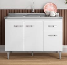 Balcão de Pia Gabinete Gabriela 120m Sem Tampo Branco Ajl