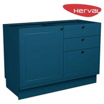 Balcão de pia Herval Liz 1 Porta 2 Gavetas, Azul, 120 cm