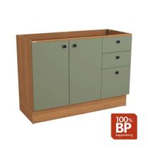 Balcão de Pia Kappesberg Pixel 2 Portas 3 Gavetas Tapajós/Verde Frevo 120cm Balcão de Pia Kappesberg Pixel 2 Portas 3 Gavetas Tapajós/Verde Frevo 120cm