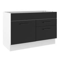 Balcão de Pia Madesa Agata 1 Porta e 2 Gavetas Branco Preto Balcão de Pia Madesa Agata 1 Porta e 2 Gavetas Branco Preto