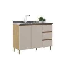 Balcão De Pia Móveis Sul 5550 Florença 2 Portas 3 Gavetas 120cm Sem Tampo