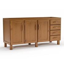 Balcão De Pia Para Cozinha 160 Cm 3 Portas 4 Gavetas Frida Imbuia Fosco