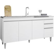 Balcão de Pia para Cozinha 160 cm 4 Portas Loren Branco